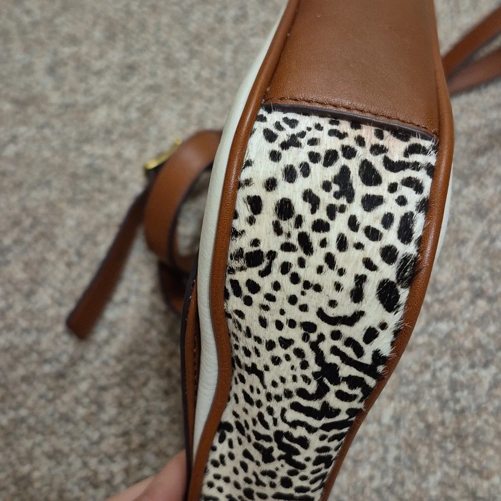 Fossil Memoir Novella Turn Lock Flap Brown & Cream Leather Crossbody Bag/Purse - Picture 4 of 15